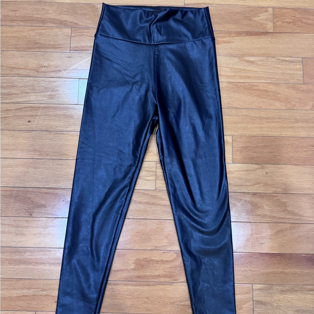 Black Faux Leather Slip-on Pants in Size Small